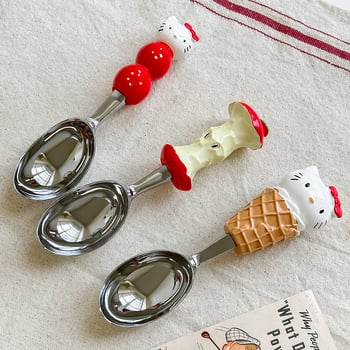 Κουτάλι παγωτού με χαριτωμένο σχέδιο γάτας, ρητίνη, μάρκα Yixin, καρτούν μοτίβο, σύγχρονο μινιμαλιστικό στυλ