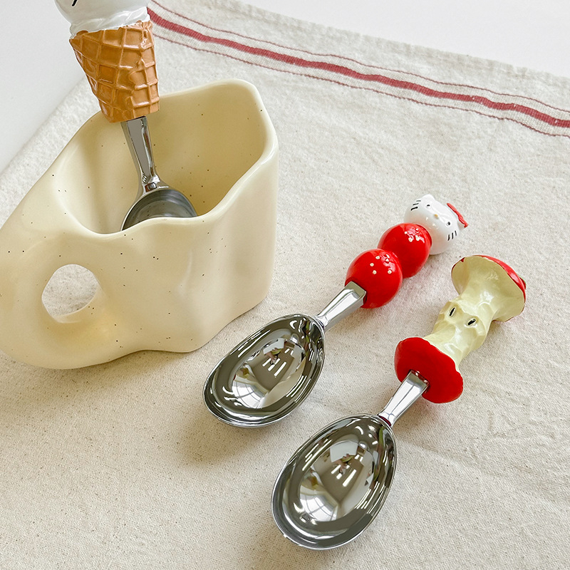 Κουτάλι παγωτού με χαριτωμένο σχέδιο γάτας, ρητίνη, μάρκα Yixin, καρτούν μοτίβο, σύγχρονο μινιμαλιστικό στυλ