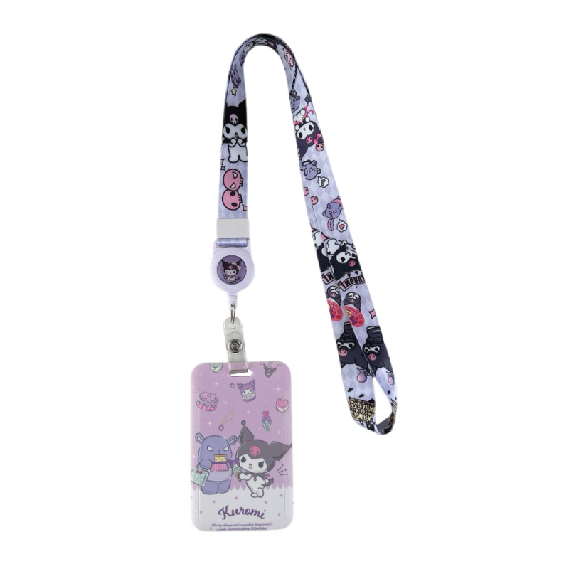 Izvlačni držač kartica za učenike - crtani stil, plastičan, s remenom za nošenje oko vrata