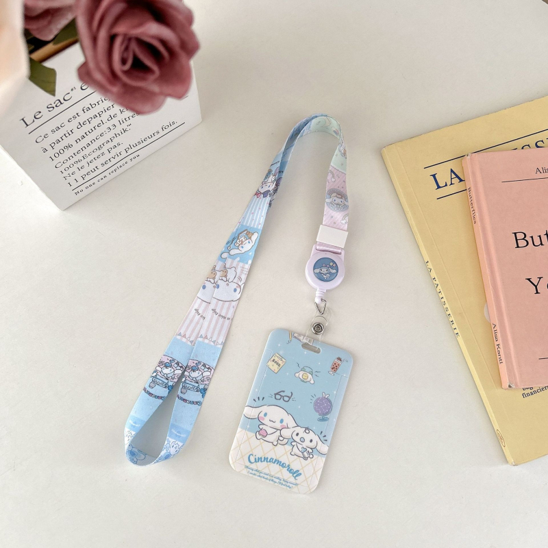 Izvlačni držač kartica za učenike - crtani stil, plastičan, s remenom za nošenje oko vrata