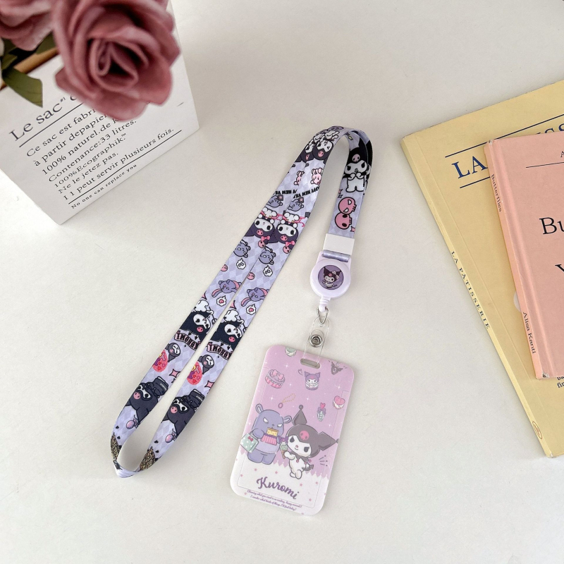 Izvlačni držač kartica za učenike - crtani stil, plastičan, s remenom za nošenje oko vrata