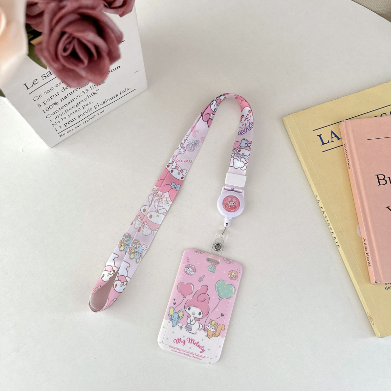 Izvlačni držač kartica za učenike - crtani stil, plastičan, s remenom za nošenje oko vrata