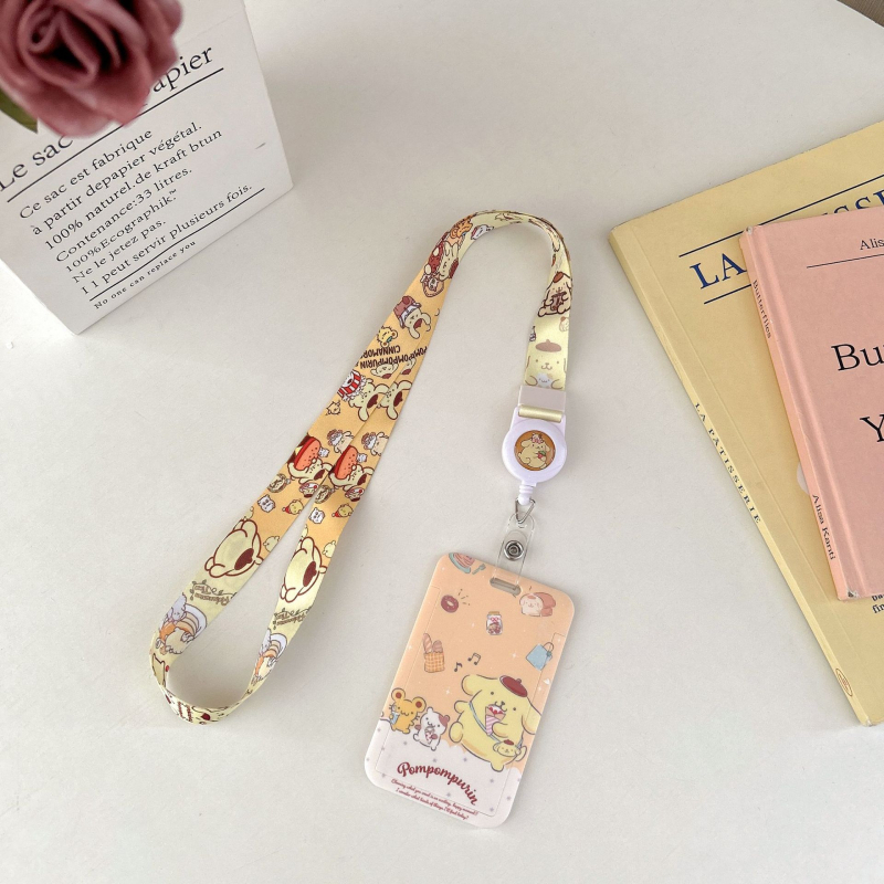 Izvlačni držač kartica za učenike - crtani stil, plastičan, s remenom za nošenje oko vrata