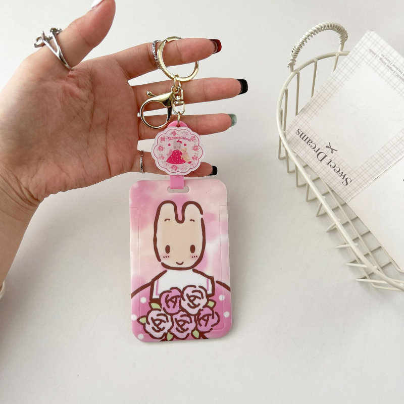 Držač kartica – Jasmine Rabbit karikatura, sladak IG stil, vrhunski dojam, zaštita za kampus kartice i kartice za obrok, akril