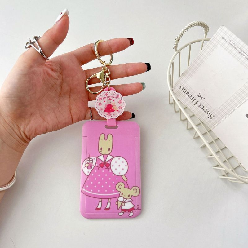 Držač kartica – Jasmine Rabbit karikatura, sladak IG stil, vrhunski dojam, zaštita za kampus kartice i kartice za obrok, akril