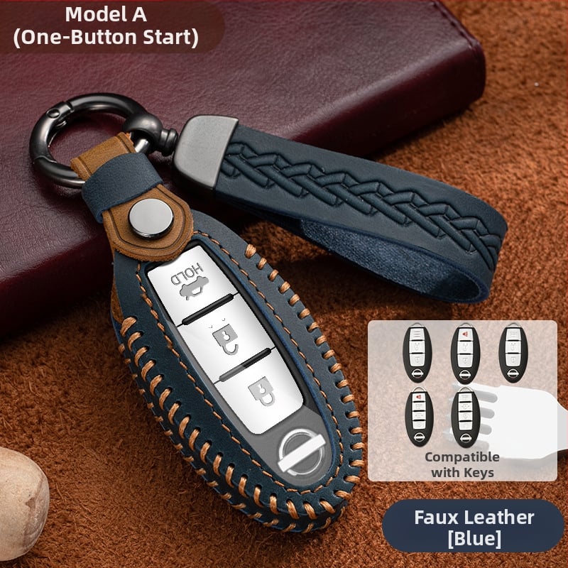 Youruitu kožna futrola za ključeve Crazy Horse Leather sa kopčom, kompatibilna s Nissan X-Trail, Sylphy, Teana, Bluebird, Qashqai, Kicks, Tiida