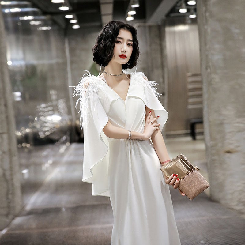 Estélyi ruha - magas derék, 3/4-es ujjak, hosszú szoknya, hercegnői sziluett