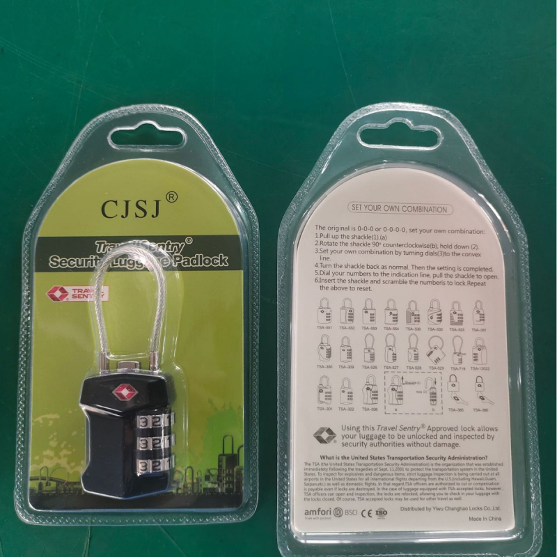 TSA bravica za prtljagu s tijelom od cink legure, model TSA719/TSA526, tip numeričke kombinacije, debljina zaključne šipke 2.4 mm, marka CJSJ