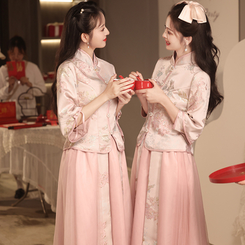 Koszorúslány ruha, nyár 2024, hálószövetes anyag, poliészter 95%+, hosszú szoknya, álló gallér