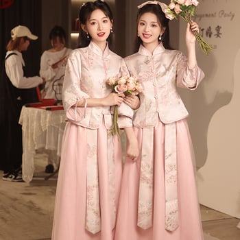 Koszorúslány ruha, nyár 2024, hálószövetes anyag, poliészter 95%+, hosszú szoknya, álló gallér