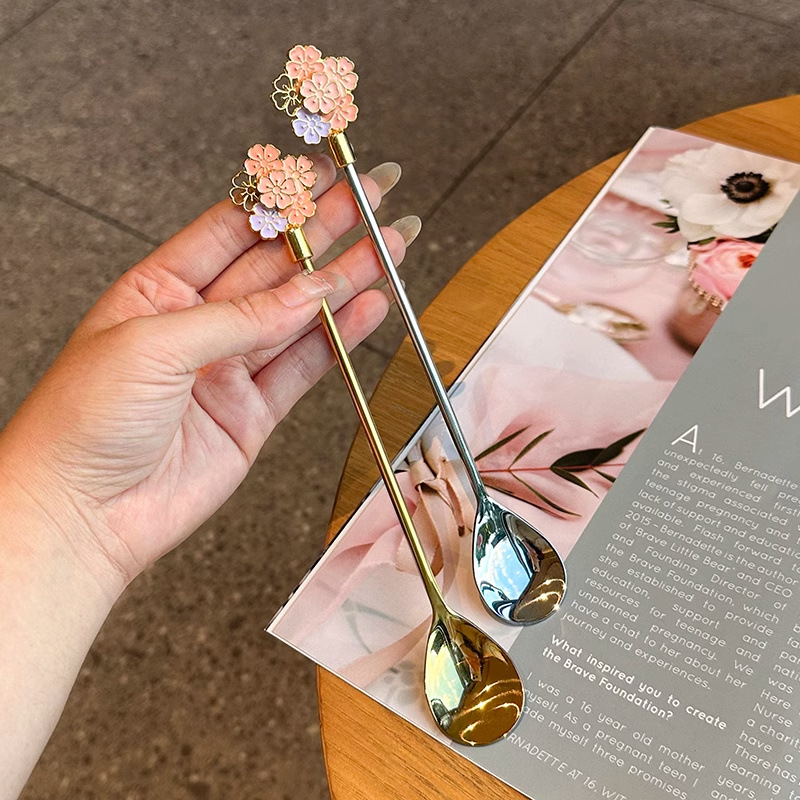 Κουτάλι ανάδευσης με μακριά λαβή - 304 ανοξείδωτος χάλυβας, κουταλάκι καφέ, νέο κινεζικό στυλ