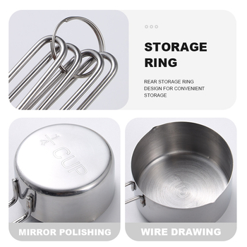 Sütéshez tervezett mérőkanalak és mérőedények készlet, 8 részes vagy 4 részes készlet, 430 rozsdamentes acél, Raya