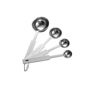 Sütéshez tervezett mérőkanalak és mérőedények készlet, 8 részes vagy 4 részes készlet, 430 rozsdamentes acél, Raya