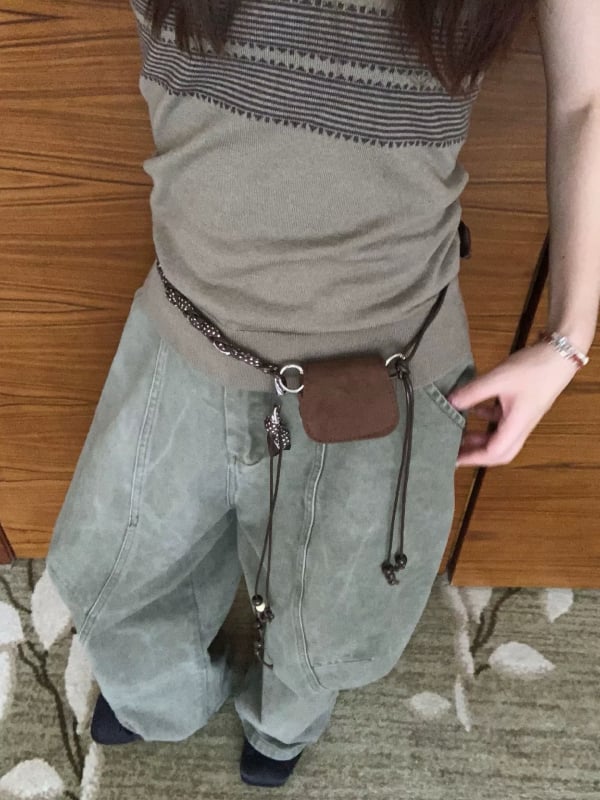 Корейски стил мини монетник от набук със свързване за врата, унисекс портмоне за ключове, червило и слушалки, подплата от синтетична кожа, за ежедневна употреба