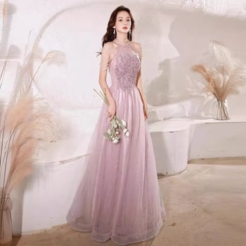 Halternyakú estélyi ruha nőknek – magas derék, hosszú, ujjatlan, poliészter anyag (fő anyag 50–70%)