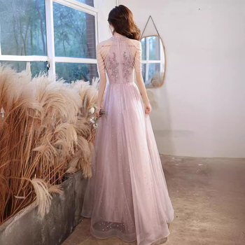 Halternyakú estélyi ruha nőknek – magas derék, hosszú, ujjatlan, poliészter anyag (fő anyag 50–70%)