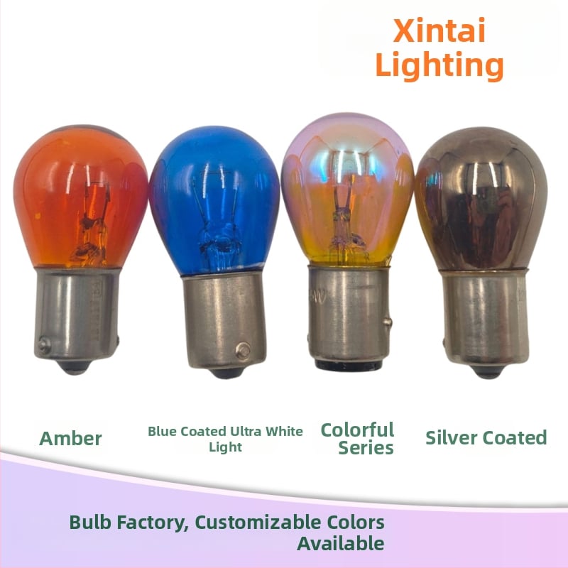 Automobilio stabdymo lemputė S25 halogeninė, 12/24V, 21/5W, vienos ar dviejų siūlų, plokščias kontaktas, kryžminis kontaktas, aukštas/žemas kojelė