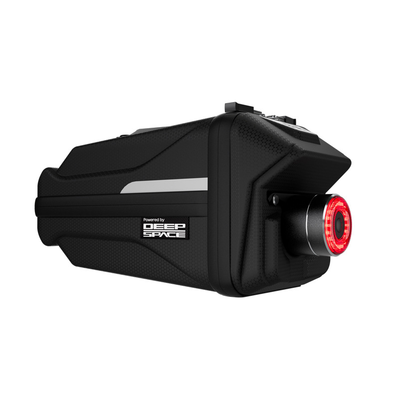 DEEPSPACE DS-012 Velosipēda aizmugurējā gaisma un sēdekļa soma, PU āda, ūdensizturīgs, oglekļa raksta ciets korpuss, tilpums 1,5 L