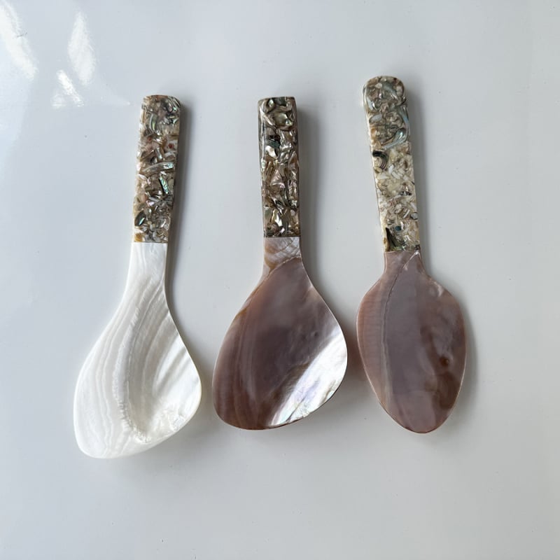 Κουτάλι για ρύζι με ανθισμένη λαβή και σχέδιο κοχύλι — ABS υλικό, μοντέρνο μινιμαλιστικό στυλ, μονόχρωμο σχέδιο