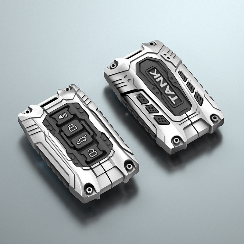 Μεταλλική θήκη κλειδιών σε στυλ πανοπλίας για Tank 700 New Energy, συμβατή με κλειδιά TANK500/300; υλικό: κράμα ψευδαργύρου και gel σιλικόνης