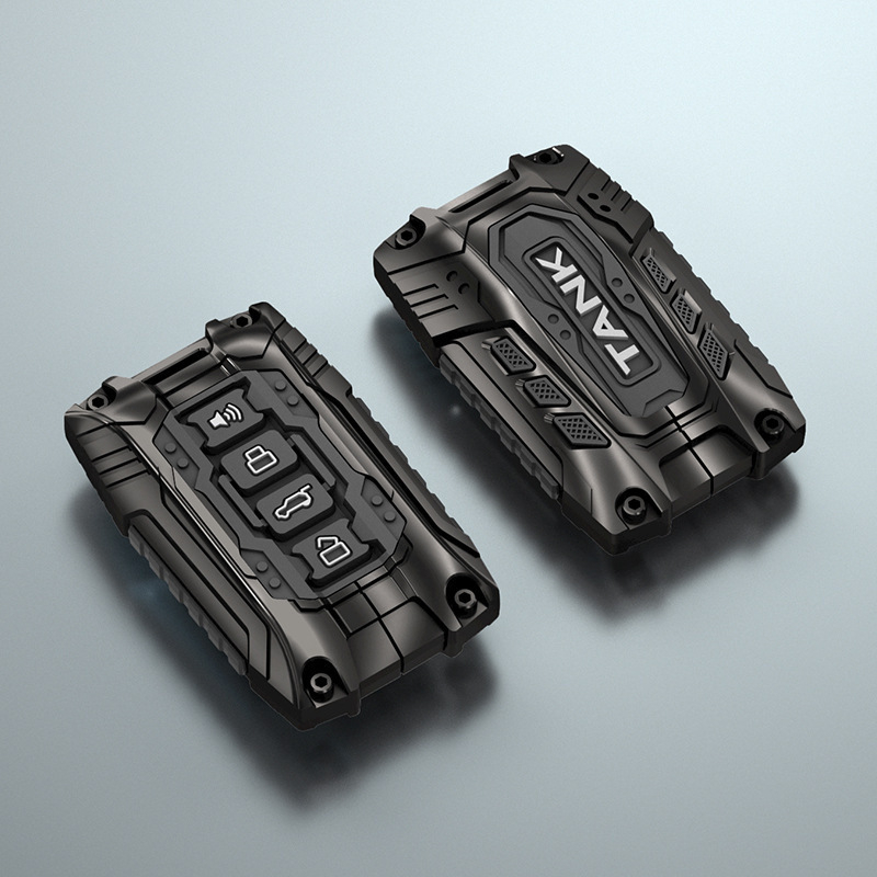 Μεταλλική θήκη κλειδιών σε στυλ πανοπλίας για Tank 700 New Energy, συμβατή με κλειδιά TANK500/300; υλικό: κράμα ψευδαργύρου και gel σιλικόνης