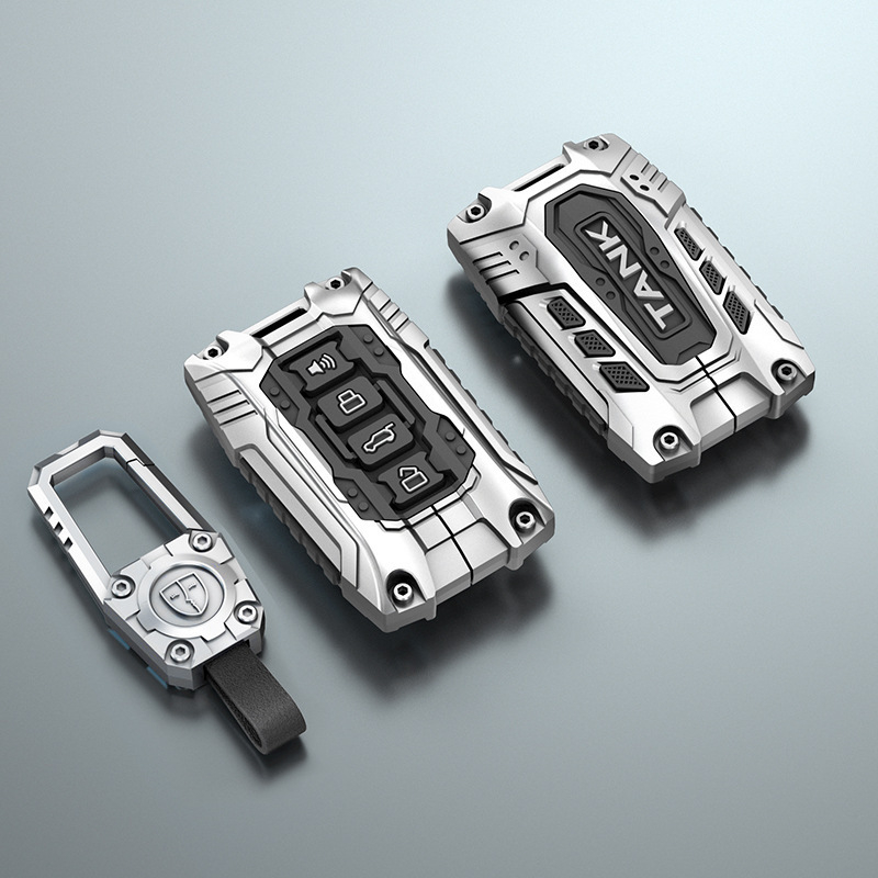 Μεταλλική θήκη κλειδιών σε στυλ πανοπλίας για Tank 700 New Energy, συμβατή με κλειδιά TANK500/300; υλικό: κράμα ψευδαργύρου και gel σιλικόνης