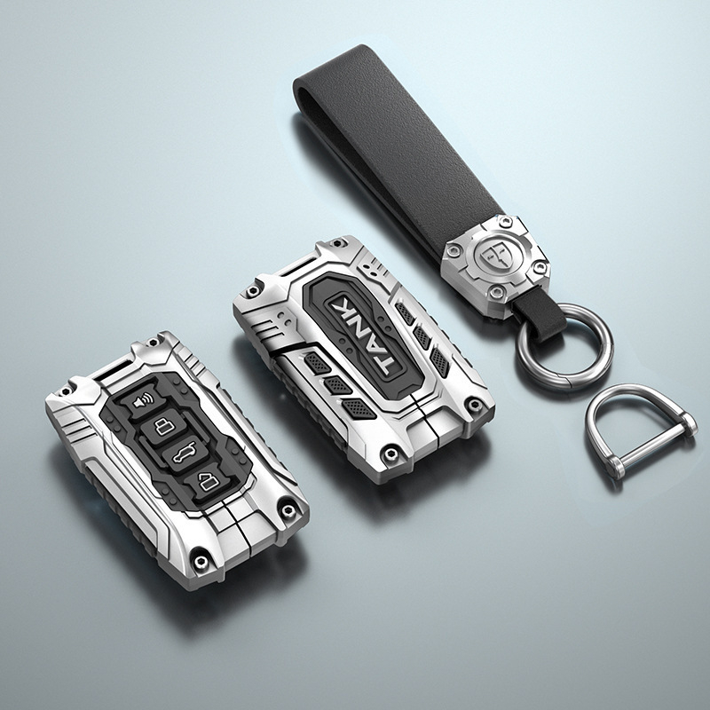 Μεταλλική θήκη κλειδιών σε στυλ πανοπλίας για Tank 700 New Energy, συμβατή με κλειδιά TANK500/300; υλικό: κράμα ψευδαργύρου και gel σιλικόνης