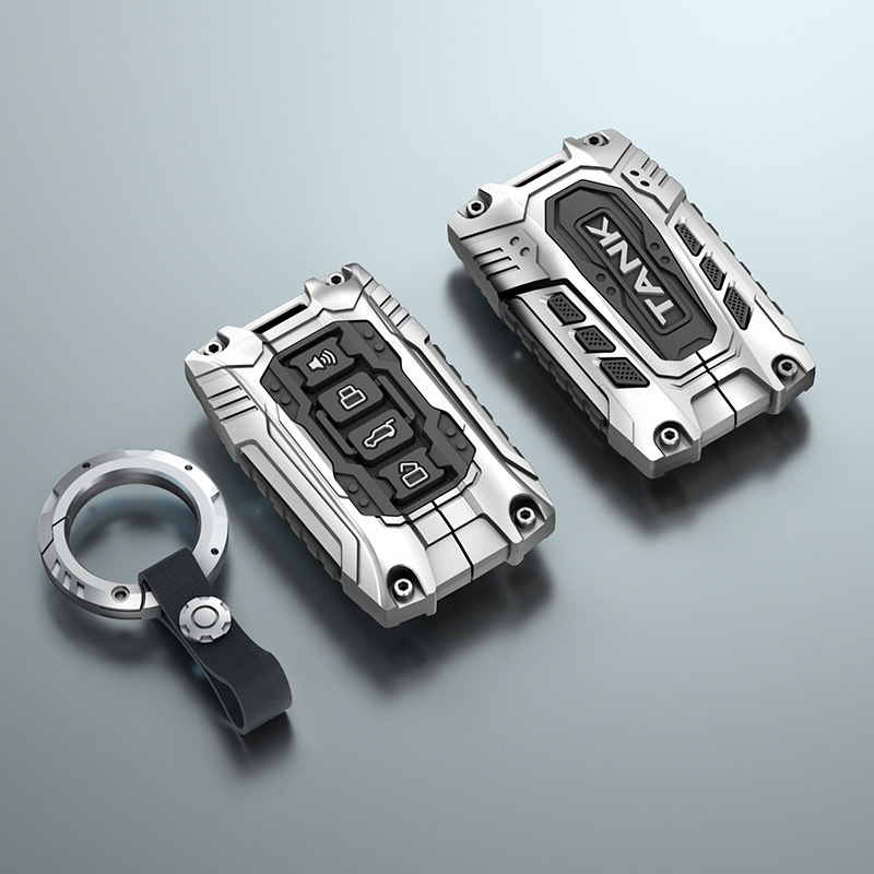 Μεταλλική θήκη κλειδιών σε στυλ πανοπλίας για Tank 700 New Energy, συμβατή με κλειδιά TANK500/300; υλικό: κράμα ψευδαργύρου και gel σιλικόνης