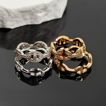 Пръстен с геометрична форма на нос на прасе, меден материал, електроплакиране, произход Гуандун, пролет 2025.