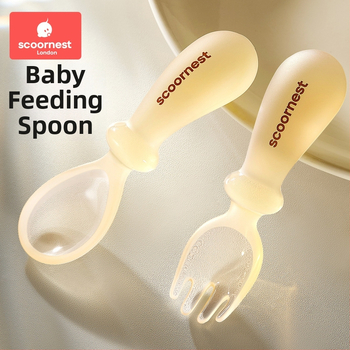 Lingură de hrănire din silicon pentru bebeluți – lingură de antrenament pentru auto-hrănire pentru copii, brand Scoornest/Kechao, stil simplu