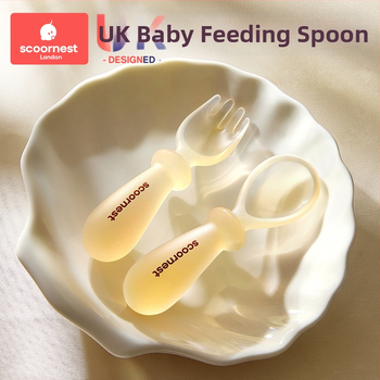 Lingură de hrănire din silicon pentru bebeluți – lingură de antrenament pentru auto-hrănire pentru copii, brand Scoornest/Kechao, stil simplu