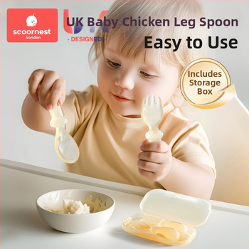 Lingură de hrănire din silicon pentru bebeluți – lingură de antrenament pentru auto-hrănire pentru copii, brand Scoornest/Kechao, stil simplu