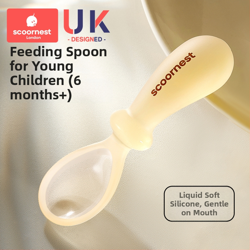Lingură de hrănire din silicon pentru bebeluți – lingură de antrenament pentru auto-hrănire pentru copii, brand Scoornest/Kechao, stil simplu