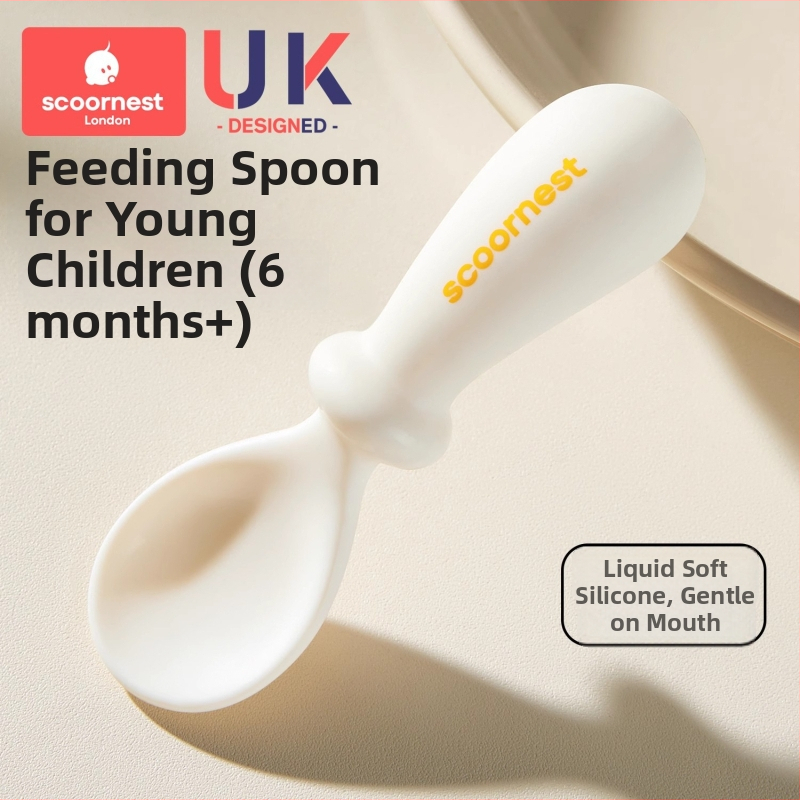Lingură de hrănire din silicon pentru bebeluți – lingură de antrenament pentru auto-hrănire pentru copii, brand Scoornest/Kechao, stil simplu