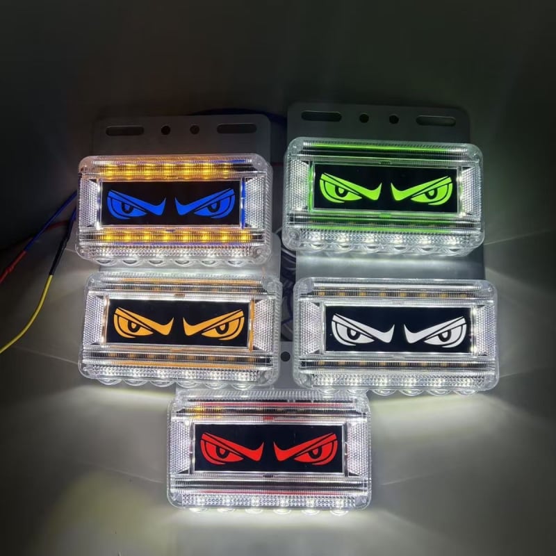 Lumină de semnalizare LED pentru camion cu design ochi de diavol, 24V, IP67, sursă LED, model Lion dance eye lights, potrivit pentru autoturisme, camioane mari, camioane, semiremorci