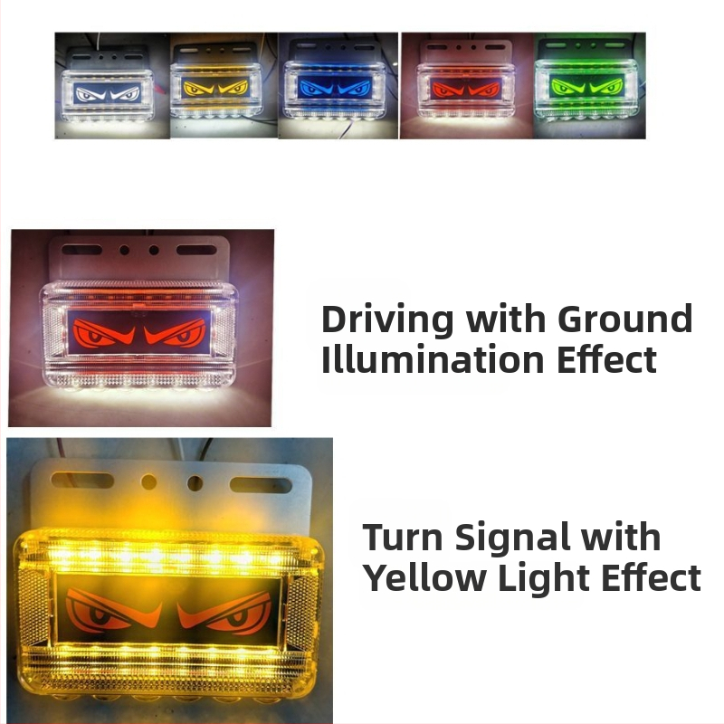 LED zadné svetlo pre nákladné vozidlá s dizajnom diabolské oka, 24V, IP67, LED zdroj, model Lion dance eye lights, vhodné pre auto, veľké nákladné vozidlá, náves