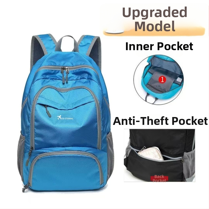 Ľahký skladací batoh z Oxfordovej tkaniny, nepremokavý, proti krádeži, s vreckom na telefón a notebook