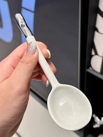 Set de linguri ceramice pentru uz casnic, lingură de supă cu mâner lung, lingură pentru terci de ovăz, design minimalist elegant