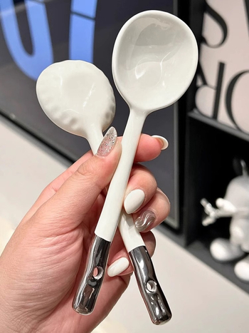 Set de linguri ceramice pentru uz casnic, lingură de supă cu mâner lung, lingură pentru terci de ovăz, design minimalist elegant