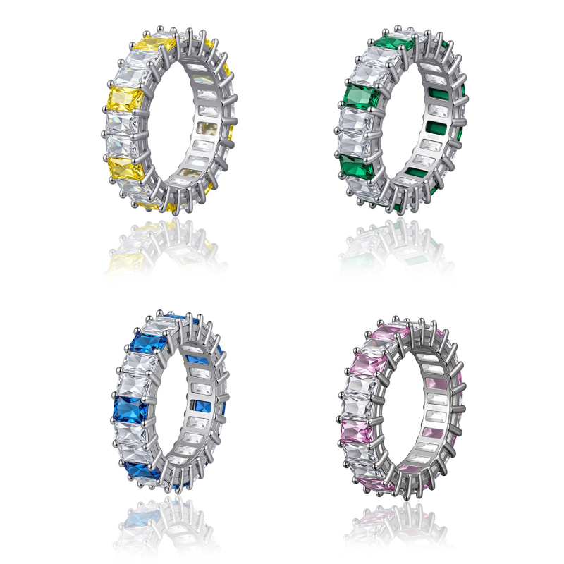 Inel din argint S925, pătrat, design geometric, zircon 5A, stil Ins - Yun natsyr