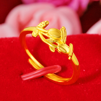 Inel de jad pentru femei – stil național, mozaic cu pietre placate cu aur și design inimă goală