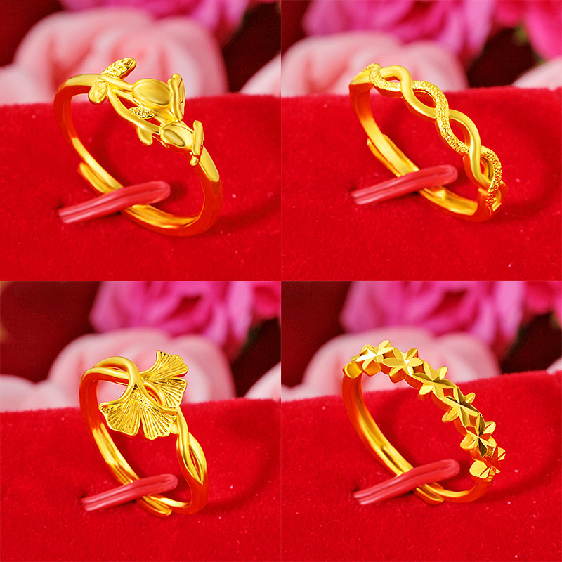 Inel de jad pentru femei – stil național, mozaic cu pietre placate cu aur și design inimă goală