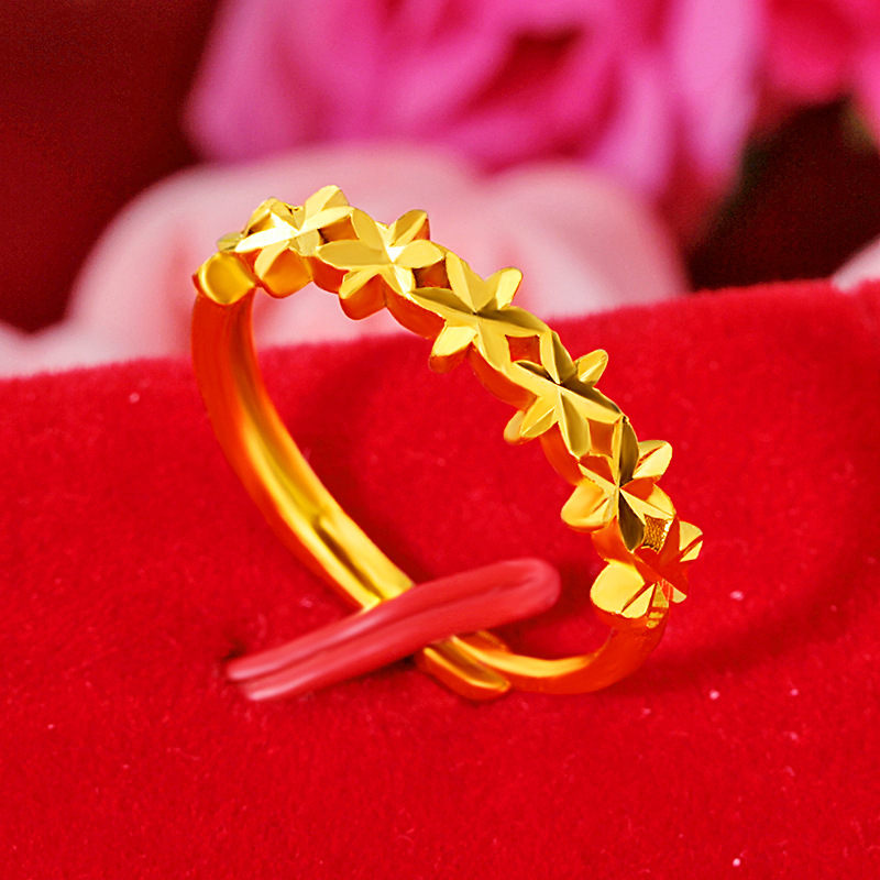 Inel de jad pentru femei – stil național, mozaic cu pietre placate cu aur și design inimă goală