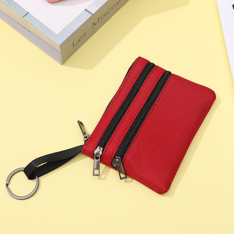 Portofel pentru monede din pânză, stil urban simplu, unisex, căptușeală poliester