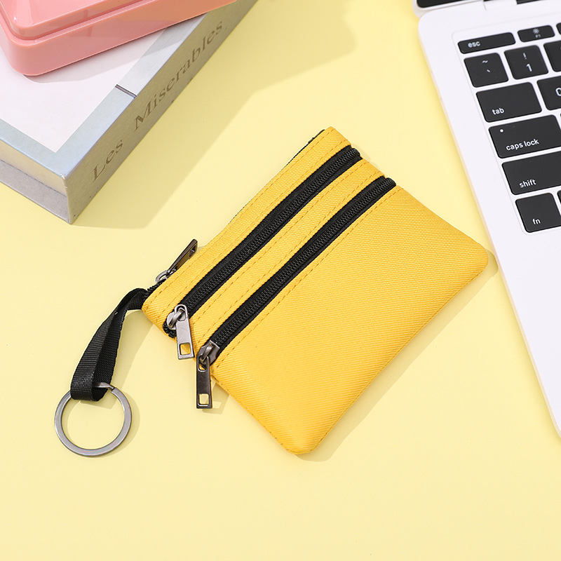 Portofel pentru monede din pânză, stil urban simplu, unisex, căptușeală poliester