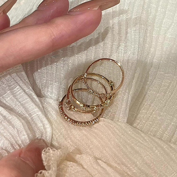 Prsteň Bendou z tenkého kovu s pravým zlatom, geometrický tvar, elektroplátovanie, nastaviteľný, bežný štýl, dámsky šperk