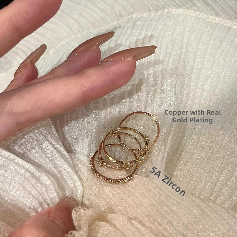 Prsteň Bendou z tenkého kovu s pravým zlatom, geometrický tvar, elektroplátovanie, nastaviteľný, bežný štýl, dámsky šperk