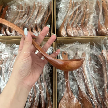 Lingură de supă din lemn cu mâner lung pentru adulți, stil lux ușor retro, lansare în mai 2025