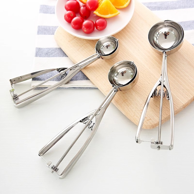 Lingură din oțel inoxidabil pentru bile de înghețată, mingi de pepene și modelare a fructelor; lustruire prin proces de apă; stil modern minimalist; imprimare logo disponibil