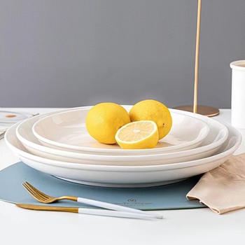 Farfurie plată de porțelan pentru servire, compatibilă cu microundele, finisaj sub glazură, personalizabilă (CY)